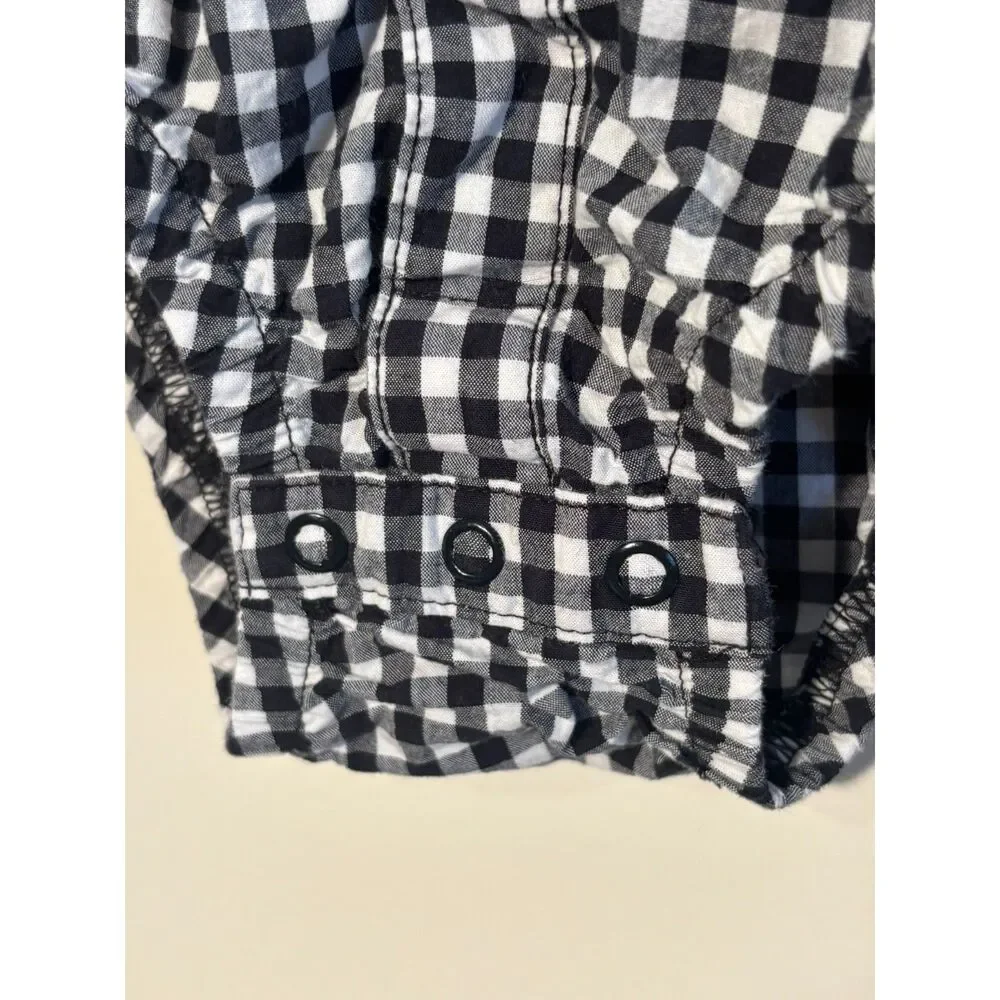 Carter's Gingham Button Up Bodysuit Black White Check 18M